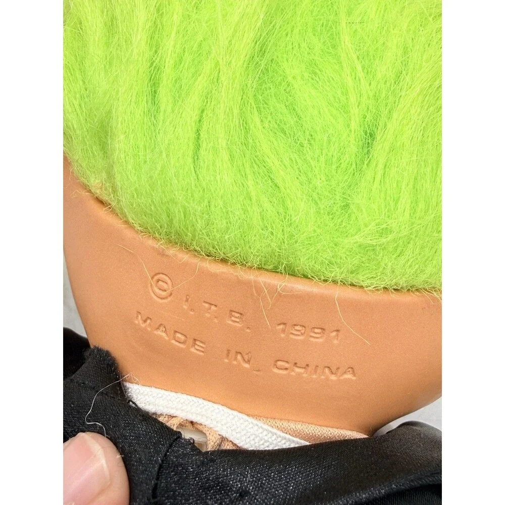Vintage 1991 ITB Teddy Bear Troll Doll Wedding Groom Plush Green Hair 14”
